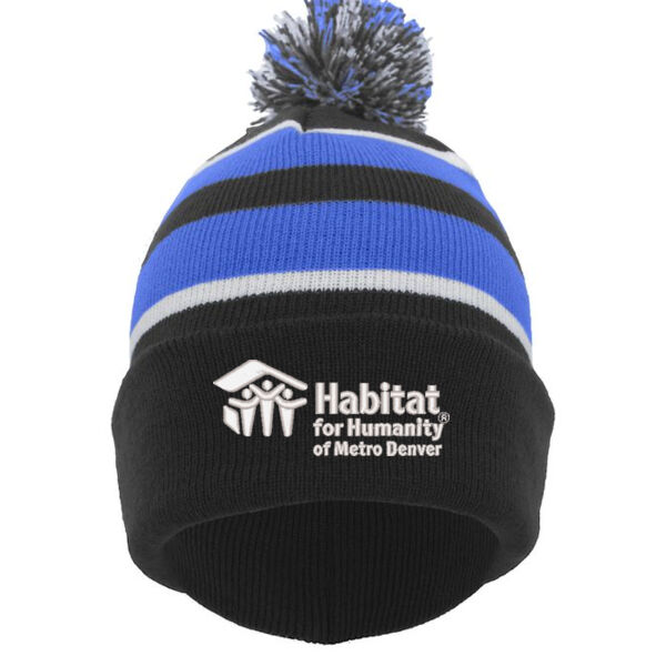 Pacific Headwear Knit Fold Over Pom Pom Beanie - Embroidered Logo Thumbnail