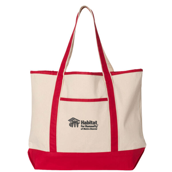 Q-Tees - 34.6L Large Canvas Deluxe Tote - Embroidered Logo Thumbnail