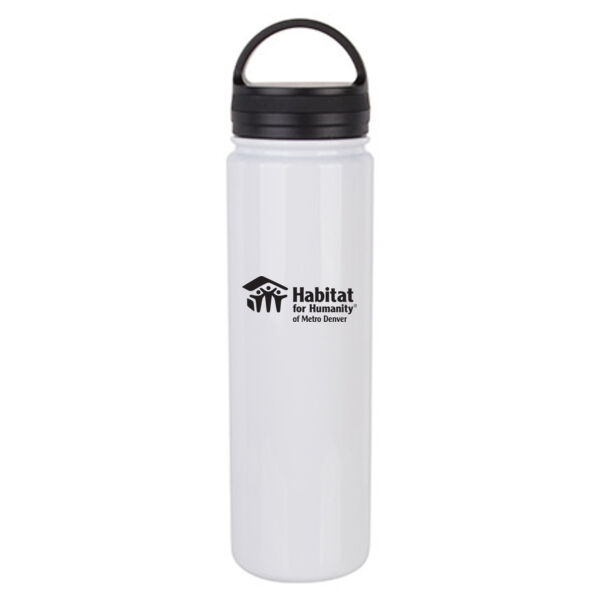 23oz Stainless Steel Flask Bottle w/Portable Lid - Sublimated Logo Thumbnail